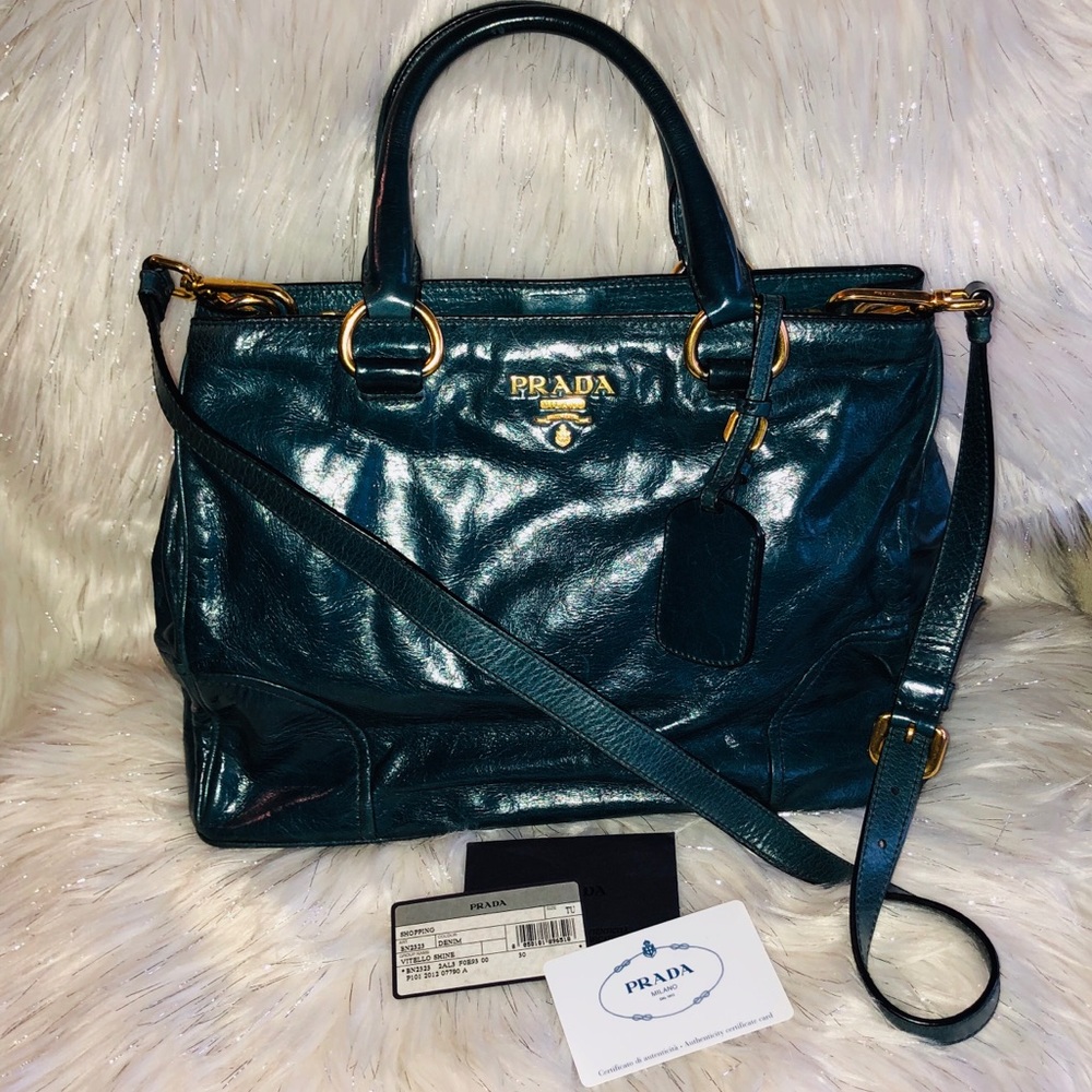 💯% Authentic Prada Vitello Shine 2-way Bag